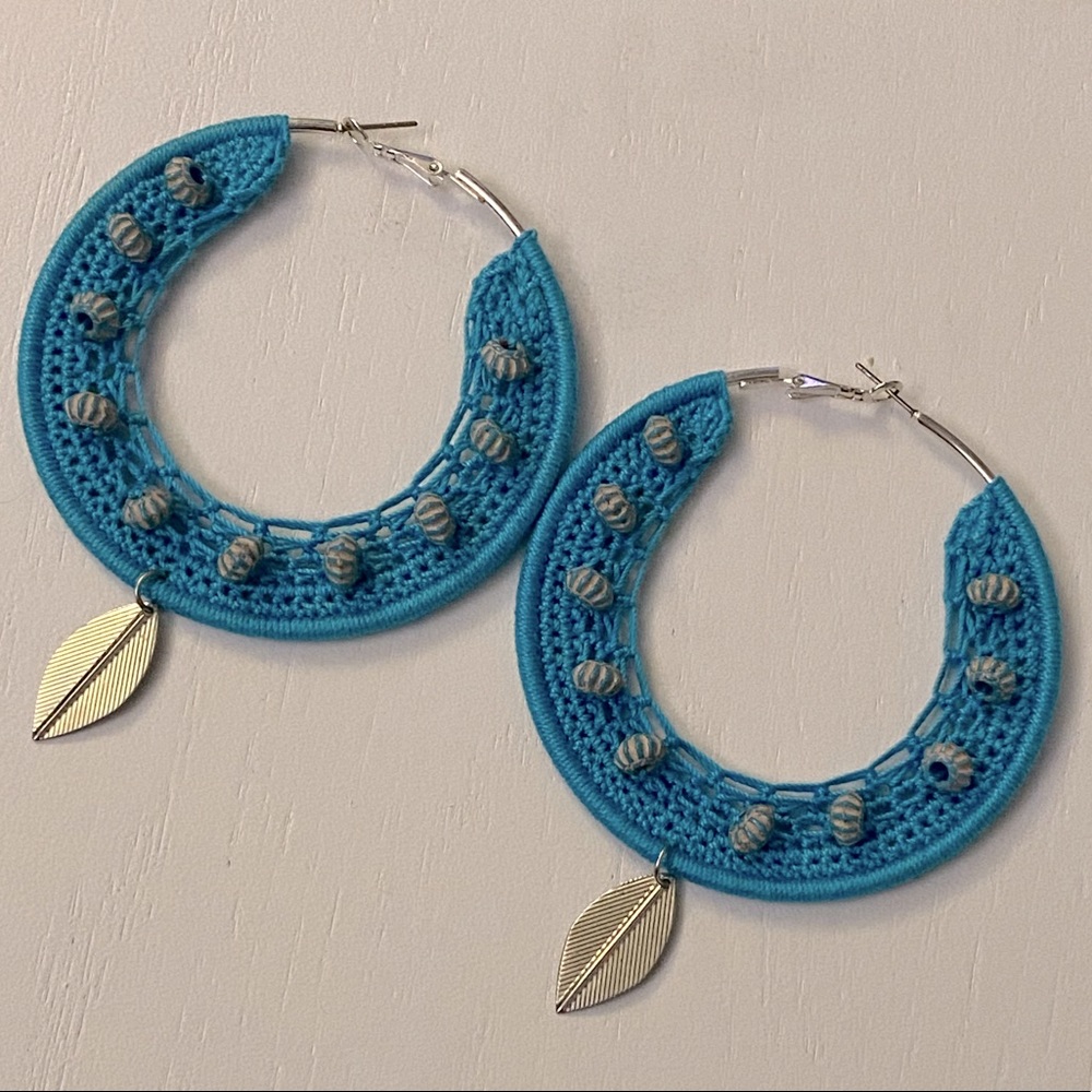 ❤️ Crochet boho inspired hoop earrings with beads